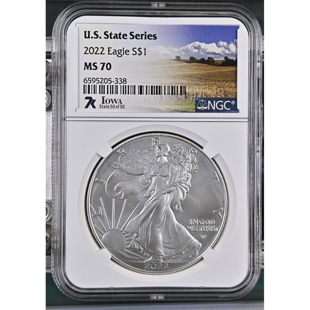 7k American Silver Eagle U.S. State Series IOWA State Label Coin Graded NGC MS70